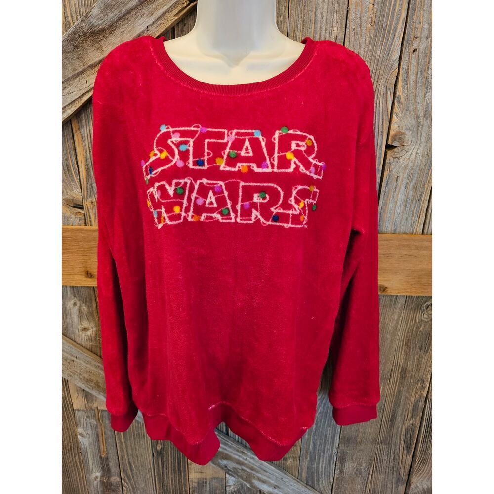 Star wars size large L red velour soft Christmas sweater casual comfort EUC